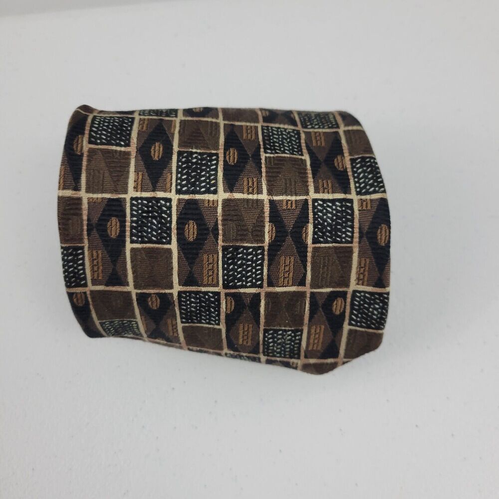 Robert Tallbot Nordstrom tie mens Silk USA Black brown 382 60" 4"